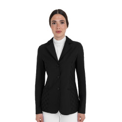 Casaco de competição feminino monograma em tecido com efeito veludo Equestro mulher Casaco de competição feminino monograma em tecido com efeito veludo Equestro mulher