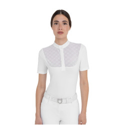 Polo de competição feminina com inserções em tule Equestro mulher