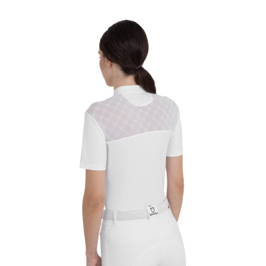 Polo de competição feminina com inserções em tule Equestro mulher