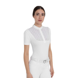 Polo de competição feminina com inserções em tule Equestro mulher