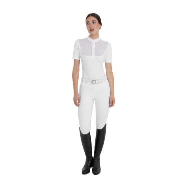 Polo de competição feminina com inserções em tule Equestro mulher