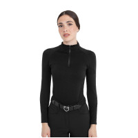 Polo de treino feminino em malha técnica com zíper Equestro mulher