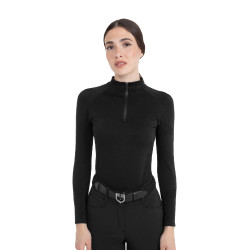 Polo de treino feminino em malha técnica com zíper Equestro mulher