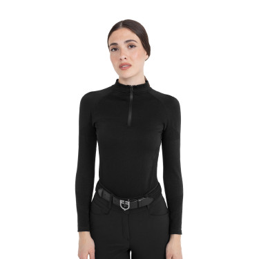 Polo de treino feminino em malha técnica com zíper Equestro mulher