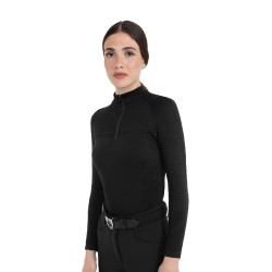 Polo de treino feminino em malha técnica com zíper Equestro mulher