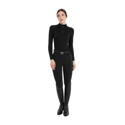 Polo de treino feminino em malha técnica com zíper Equestro mulher