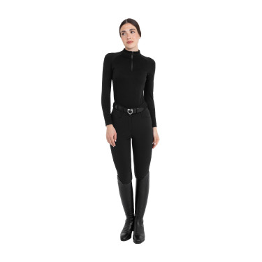 Polo de treino feminino em malha técnica com zíper Equestro mulher