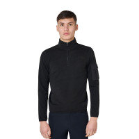 Camisola polar masculina de gola alta com fecho de 3/4 Equestro homem Preto