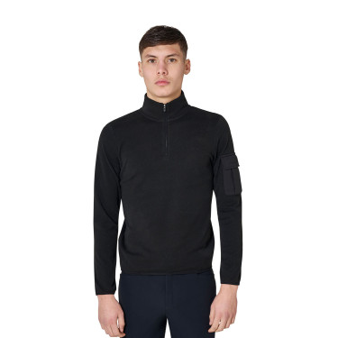 Camisola polar masculina de gola alta com fecho de 3/4 Equestro homem