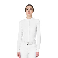 Polo de competição feminina tipo camisa com inserts em mesh Equestro mulher
