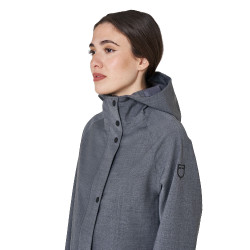 Softshell feminino longo em mistura de lã com abertura traseira Equestro mulher