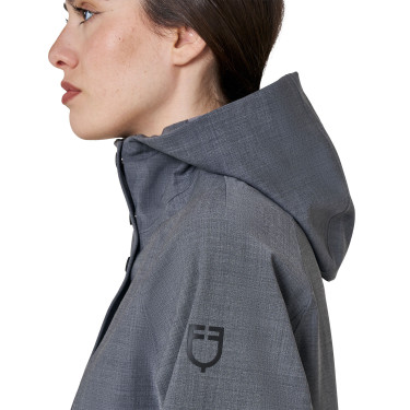 Softshell feminino longo em mistura de lã com abertura traseira Equestro mulher
