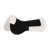 Compensador em tecido técnico e pele de carneiro com pesponto em quadrados Equestro Preto / natural