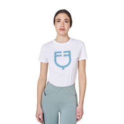 T-shirt feminina com logótipo monograma efeito veludo Equestro mulher