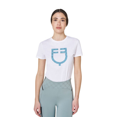 T-shirt feminina com logótipo monograma efeito veludo Equestro mulher