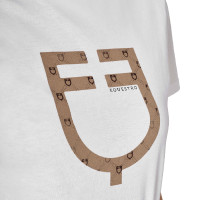 T-shirt feminina com logótipo monograma efeito veludo Equestro mulher Branco / castanho tabaco T-shirt feminina com logótipo monograma efeito veludo Equestro mulher Branco / castanho tabaco