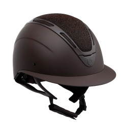 Capacete Apocalypse feminino com casco fosco e brilhos homologação Astm F1163-23 Equestro mulher Castanho café / castanho café