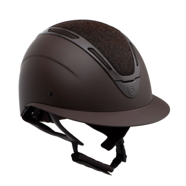 Capacete Apocalypse feminino com casco fosco e brilhos homologação Astm F1163-23 Equestro mulher Castanho café / castanho café