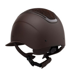 Capacete Apocalypse feminino com casco fosco e brilhos homologação Astm F1163-23 Equestro mulher Castanho café / castanho café