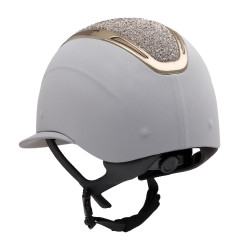 Capacete Apocalypse feminino com casco revestido e strass homologação Astm F1163-23 Equestro mulher Cinza gelado / gmt