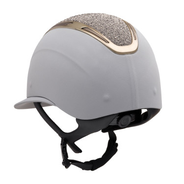 Capacete Apocalypse feminino com casco revestido e strass homologação Astm F1163-23 Equestro mulher Cinza gelado / gmt