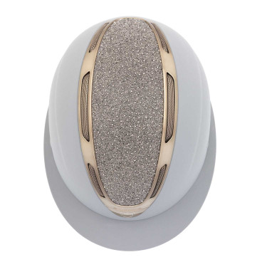 Capacete Apocalypse feminino com casco revestido e strass homologação Astm F1163-23 Equestro mulher Cinza gelado / gmt