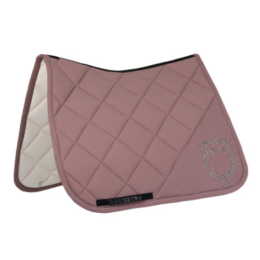 Almofada de sela de dressage Equestro com logótipo em strass Galhada Bege Almofada de sela de dressage Equestro com logótipo em strass Galhada Bege