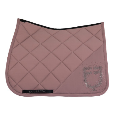 Almofada de sela de dressage Equestro com logótipo em strass Galhada Bege Almofada de sela de dressage Equestro com logótipo em strass Galhada Bege