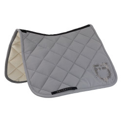 Almofada de sela de dressage Equestro com logótipo em strass Cinza gelo / cinza gelo Almofada de sela de dressage Equestro com logótipo em strass Cinza gelo / cinza gelo