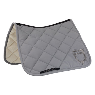 Almofada de sela de dressage Equestro com logótipo em strass Cinza gelo / cinza gelo Almofada de sela de dressage Equestro com logótipo em strass Cinza gelo / cinza gelo