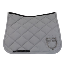 Almofada de sela de dressage Equestro com logótipo em strass Cinza gelo / cinza gelo Almofada de sela de dressage Equestro com logótipo em strass Cinza gelo / cinza gelo