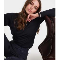 Polo de equitação em lã merino para mulher Merinos Horse Pilot
