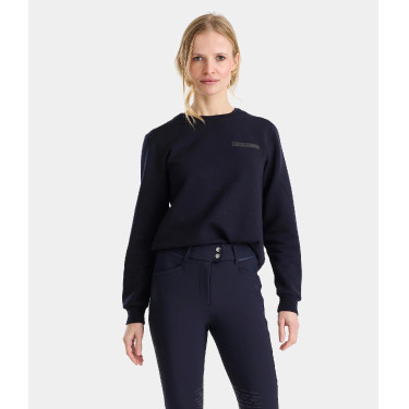 Sweatshirt de equitação Horse Pilot em lã merino feminino Noite escura Preto