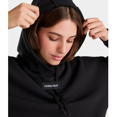Sweatshirt de equitação com capuz Horse Pilot feminino Preto