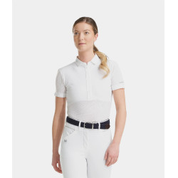 Polo Aeromesh de mangas curtas Horse Pilot feminino Branco