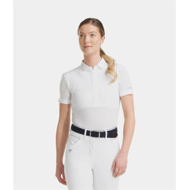 Polo Aeromesh de mangas curtas Horse Pilot feminino Branco