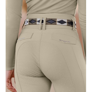 Calças de equitação ELT Comfort Ride Glam mulher Cinzento-bege