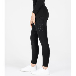 Legging de equitação térmico ELT Rica em fleece bouclé feminino Preto