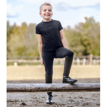 Calça de equitação infantil ELT Essential com grip nos joelhos Azul profundo
