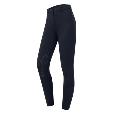 Calça de equitação infantil ELT Essential com grip nos joelhos Azul profundo