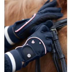 Luvas de equitação ELT Metropolitan Heart infantil Azul noturno / lucky