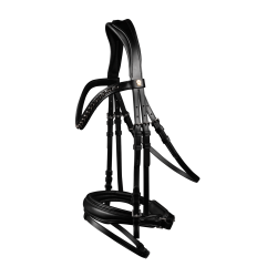 Bridão envernizado Waldhausen S-Line Blackshine narigueira combinada pull back Preto