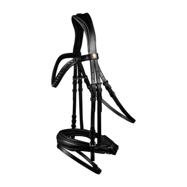 Bridão envernizado Waldhausen S-Line Blackshine narigueira combinada pull back Preto