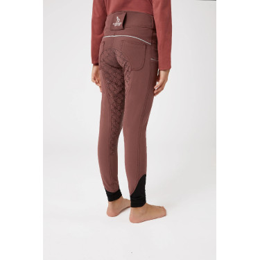 Calça de equitação com aderência total em silicone Horze Leighton Juvenil com bolso para celular Bordéus Bord&am Calça de equitação com aderência total em silicone Horze Leighton Juvenil com bolso para celular Bordéus Bord&am