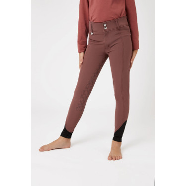 Calça de equitação com aderência total em silicone Horze Leighton Juvenil com bolso para celular Bordéus Bord&am Calça de equitação com aderência total em silicone Horze Leighton Juvenil com bolso para celular Bordéus Bord&am