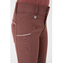 Calça de equitação com aderência total em silicone Horze Leighton Juvenil com bolso para celular Bordéus Bord&am Calça de equitação com aderência total em silicone Horze Leighton Juvenil com bolso para celular Bordéus Bord&am