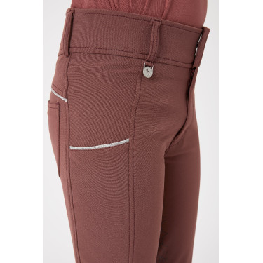 Calça de equitação com aderência total em silicone Horze Leighton Juvenil com bolso para celular Bordéus Bord&am Calça de equitação com aderência total em silicone Horze Leighton Juvenil com bolso para celular Bordéus Bord&am