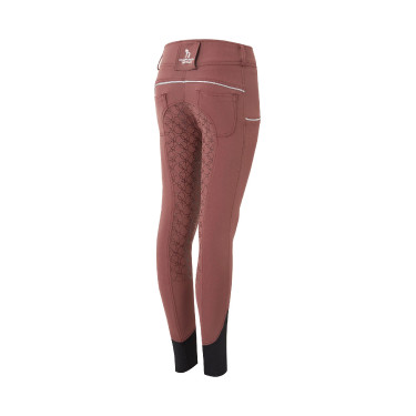 Calça de equitação com aderência total em silicone Horze Leighton Juvenil com bolso para celular Bordéus Bord&am Calça de equitação com aderência total em silicone Horze Leighton Juvenil com bolso para celular Bordéus Bord&am