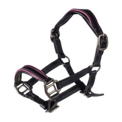 Caveção de couro Manchester Hobby Horsing HKM Preto / fúcsia Caveção de couro Manchester Hobby Horsing HKM Preto / fúcsia