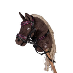 Bridão de couro Manchester Hobby Horsing HKM Preto / fúcsia Bridão de couro Manchester Hobby Horsing HKM Preto / fúcsia